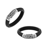AB-1131-LT-BLK-7.5" Sterling Silver Bracelet With Black Leather Jewelry Bali Designs Inc